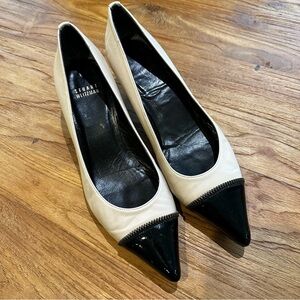 Stuart Weitzman Women’s Two Tone Leather Patent Spectator Kitten Heels Pointed 8